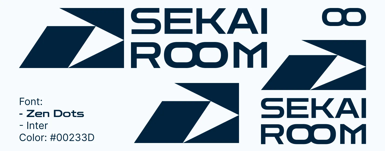 Sekairoom press sheet showing the logo variations